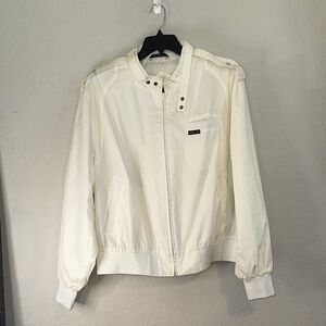 Members Only Ivory Bomber Jacket Retro Lightweight Outerwear Classic